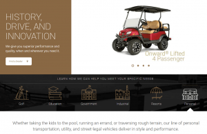 Club Car homepage, with Onward PTV shown